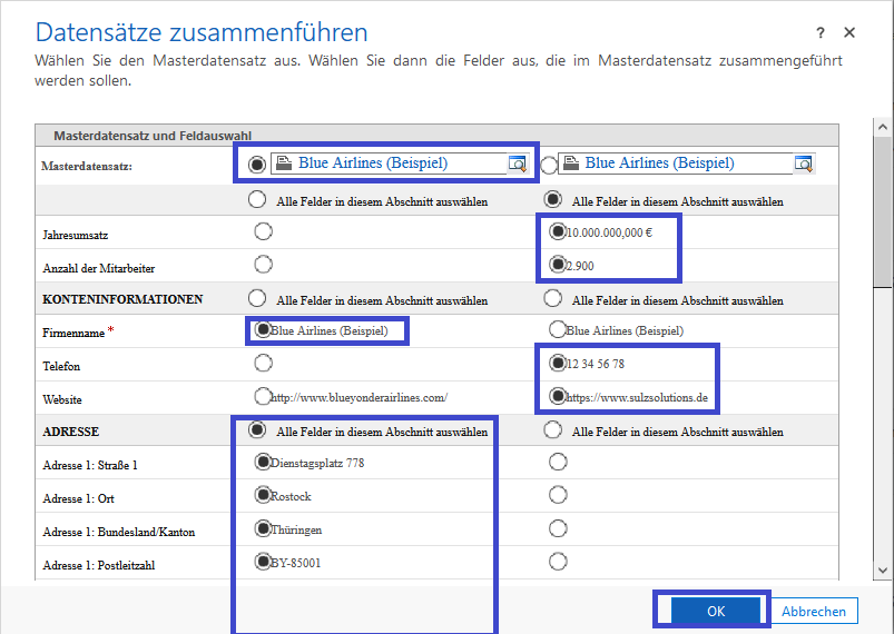 Duplikate zusammenführen und einen Masterdatensatz auswählen