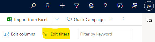 Button für Erweiterte Filter
