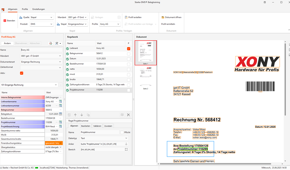 Screenshot Aussehen Belegtraining im nativen Viewer Starke DMS Release 2025-1